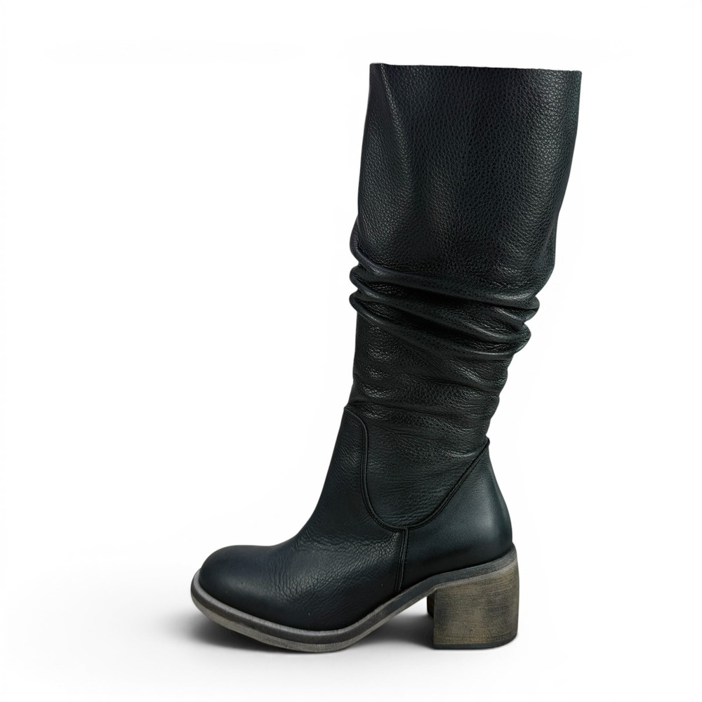 Free People Essential Tall Slouch Boot Womens 7 EU 37 Black Leather Zip Spain - Picture 5 of 16